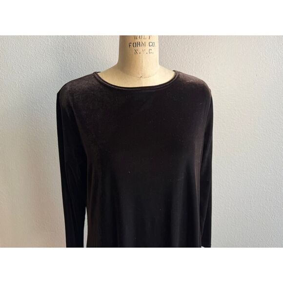 Jacqueline Ferrar Shiny Brown Velvety Tunic Shift Dress Size 10 EUC - Picture 2 of 5